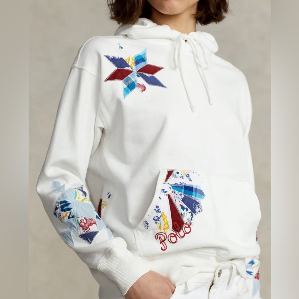 Sweatshirt Polo Ralph Lauren - Logo Quilted Pattern Fleece Hoodie Woman Size M